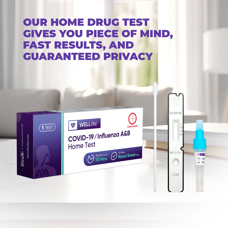 1 Pack - WELLlife COVID-19/Influenza A&B at Home Self Test | FDA Authorized Easy-to-Use OTC Flu & Covid Home Test, Fast 10-Min Results with Non-Invasive Nasal Swab