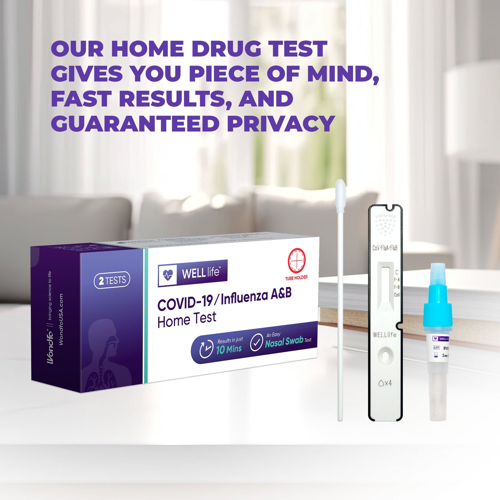 2 Pack - WELLlife COVID-19/Influenza A&B at Home Self Test | FDA