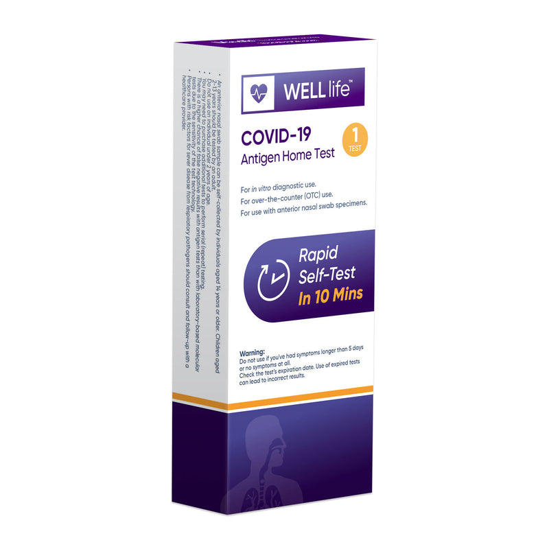 1 Pack - WELLlife COVID-19 at Home Self Test | Results in 10 Minutes, FDA Authorized COVID Home Test, with Non-invasive Nasal Swab, Easy to Use & No Discomfort