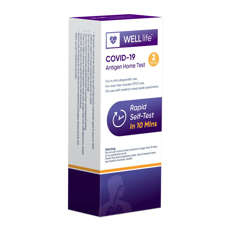 2 Pack - WELLlife COVID-19 at Home Self Test | Results in 10 Minutes, FDA Authorized COVID Home Test, with Non-invasive Nasal Swab, Easy to Use & No Discomfort