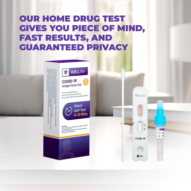 2 Pack - WELLlife COVID-19 at Home Self Test | Results in 10 Minutes, FDA Authorized COVID Home Test, with Non-invasive Nasal Swab, Easy to Use & No Discomfort