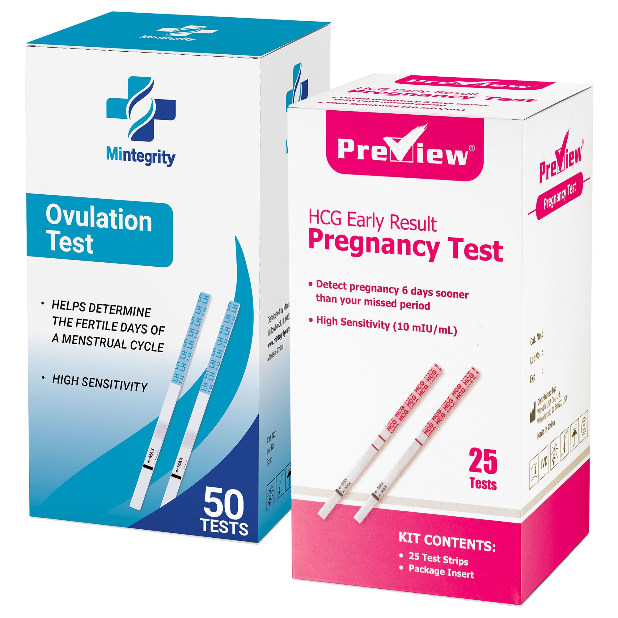 Mintegrity 50 Ovulation Test Strips and 25 Pregnancy Test Strips Com