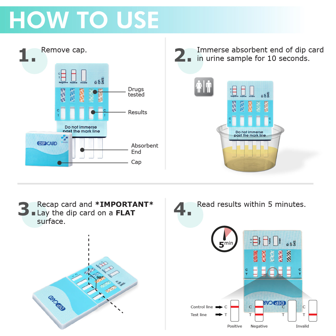 184 Pack 5-Panel Drug Test Dip Cards – FDA Compliant, Urine Test (Exp 3/2027) - View #3